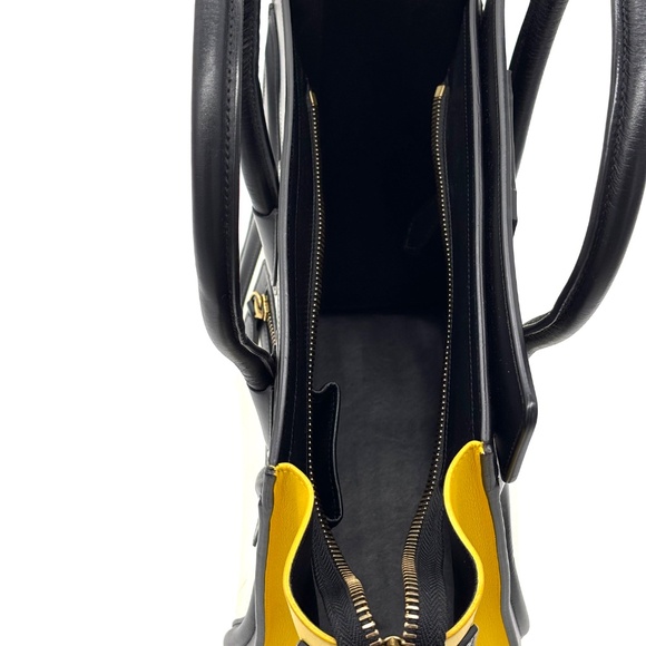 CELINE Drummed Calfskin Micro Luggage in Black, Yellow, and White 👜x8 - Picture 9 of 14